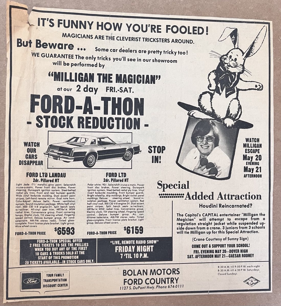 The 1977 Bolan Motors ad: It's funny how you're fooled